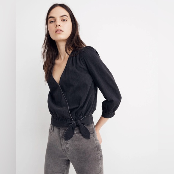 Madewell Tie Bottom Long Sleeved Top - Sz Small - Picture 2 of 12